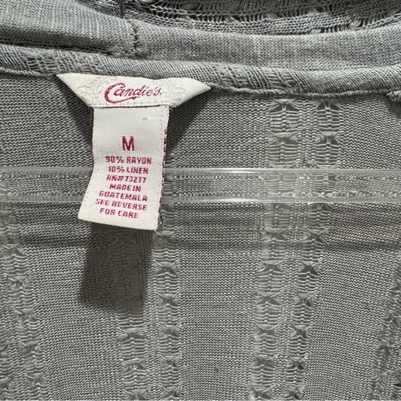 Candie’s Gray Lightweight Open Front Cardigan Sweater Women’s Medium - Picture 2 of 7